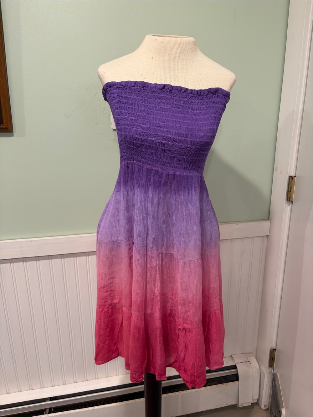 Soaked Strapless Ombre Purple to Pink Sundress size M